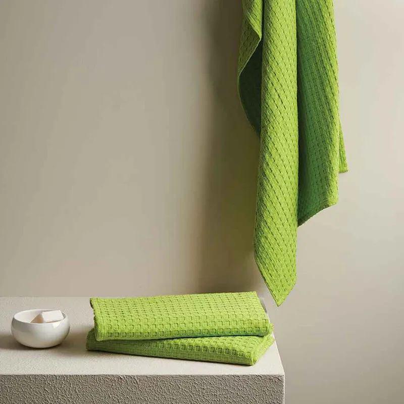 Haimi Textured Waffle Towel Combo (Green) - Four Piece Set media 5