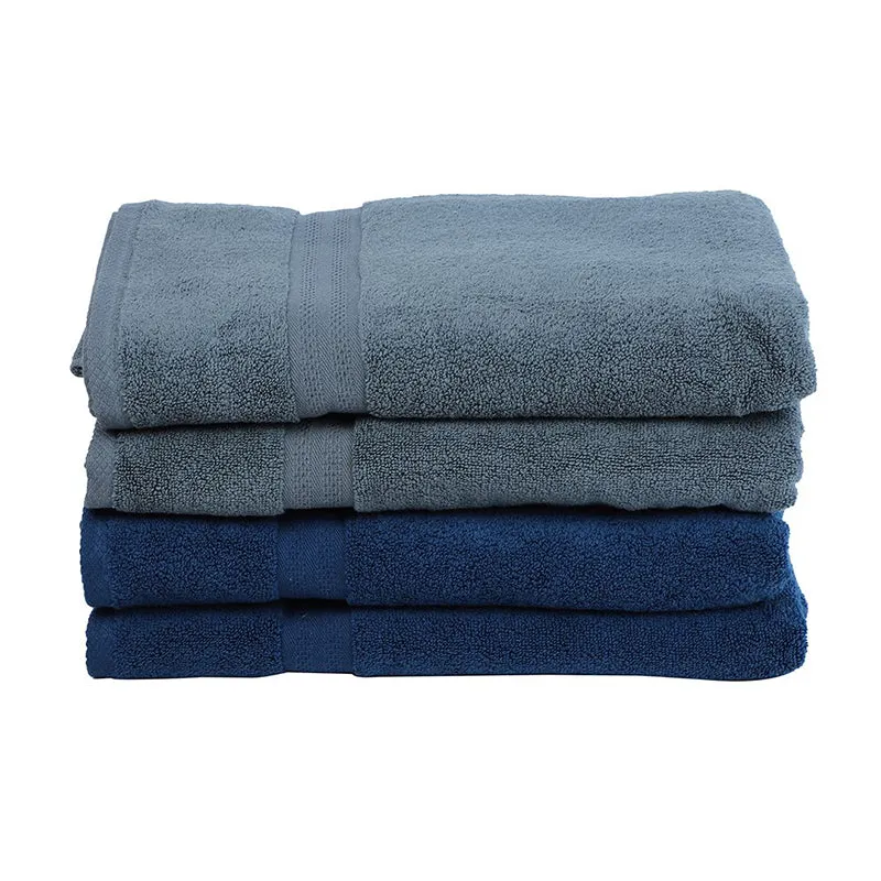 Miorah Bath Towel (Grey & Dark Blue) - Set Of Four media 7