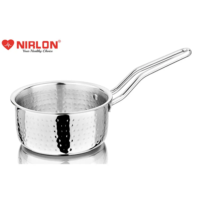 Nirlon Hammered Steel Saucepan With Lid - 2300 ML/7 Inches media 3