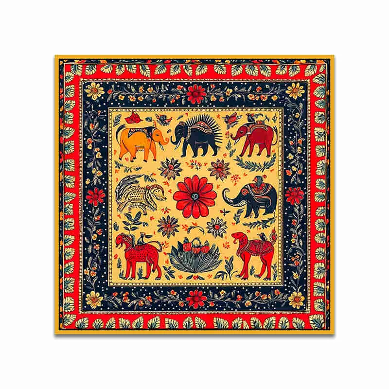 Haathi Parade Canvas Wall Art With Frame media 4