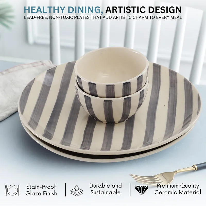 Cross Strips Ceramic Dinner Set - 4 Piece Set media 5