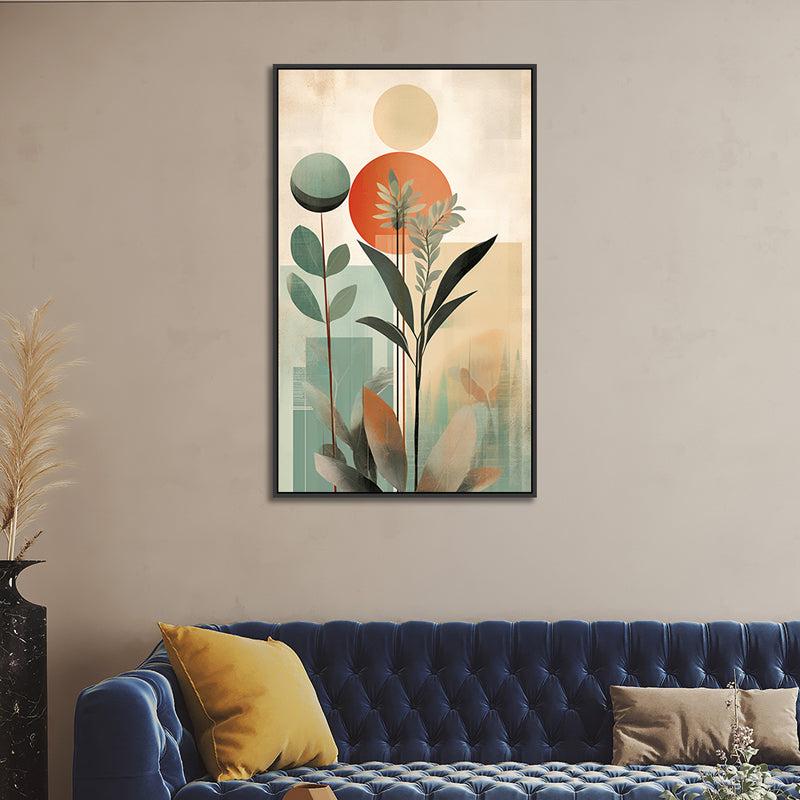 Desert Sunset Foliage Floral Canvas Wall Painting With Frame - Black media 6