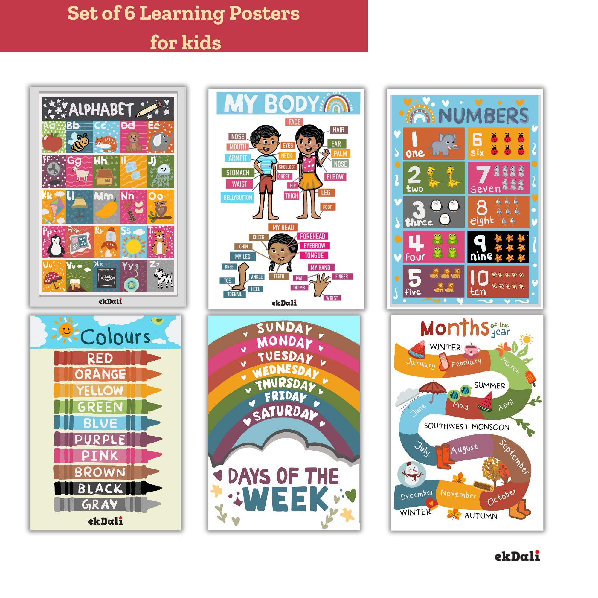 Fun Learn Wall Poster - Set of Six media 4
