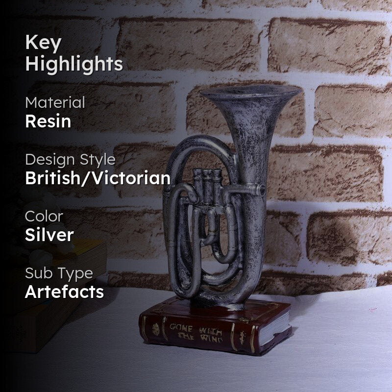 Vintage Trumpet Resin Showpiece - Silver media 2