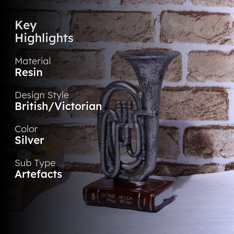 Vintage Trumpet Resin Showpiece - Silver media 2