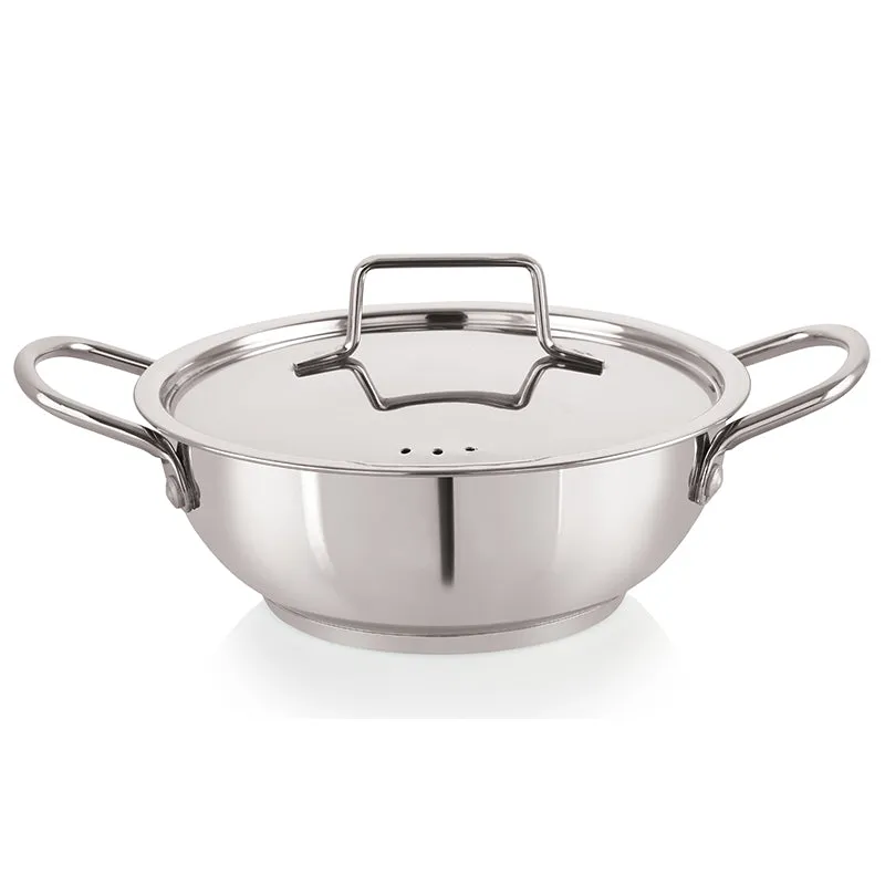 Nirlon Steel Kadhai With Lid - 2500 mL/9 Inches media 7