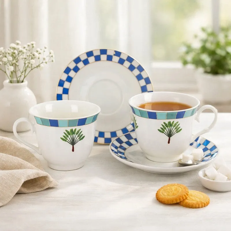 BlossomCharm 24k Gold Brushed Porcelain Tea Cup (300 mL Each) -  Twelve Piece Set media 3
