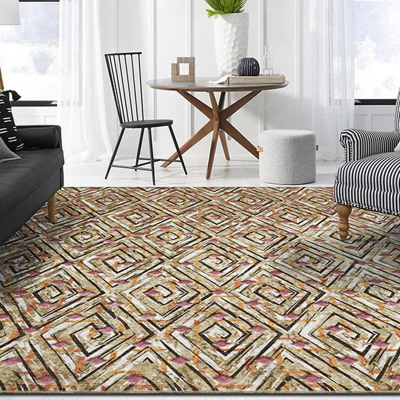 Multicolour geometric carpet styled in a bright living room