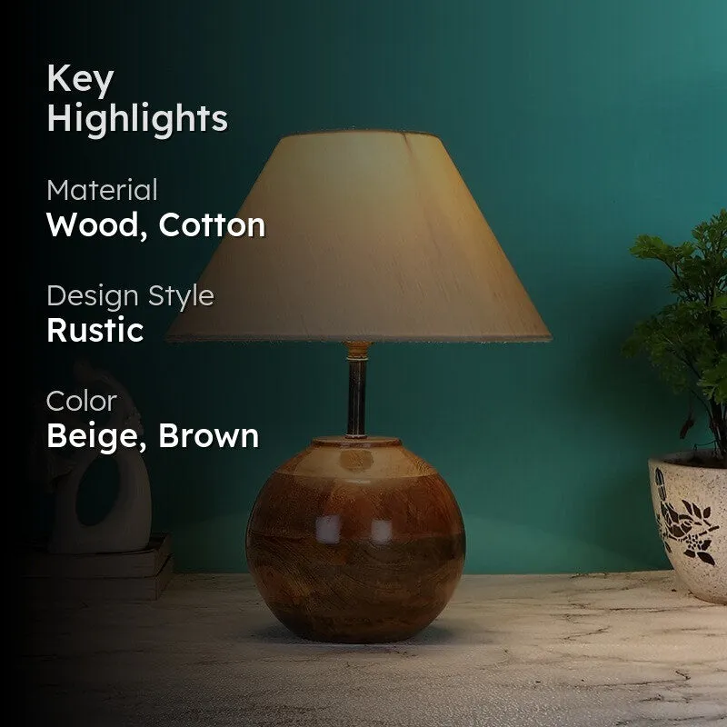 Auryon Cotton Table Lamp With Wooden Base media 2