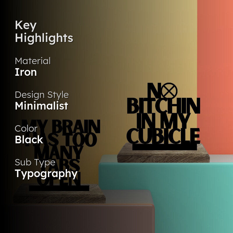 Quiet Cubicle Busy Brain Typography Showpiece - Set Of Two media 2