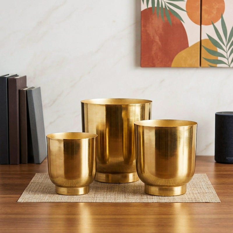 Nishma Golden Planter - Set Of Three