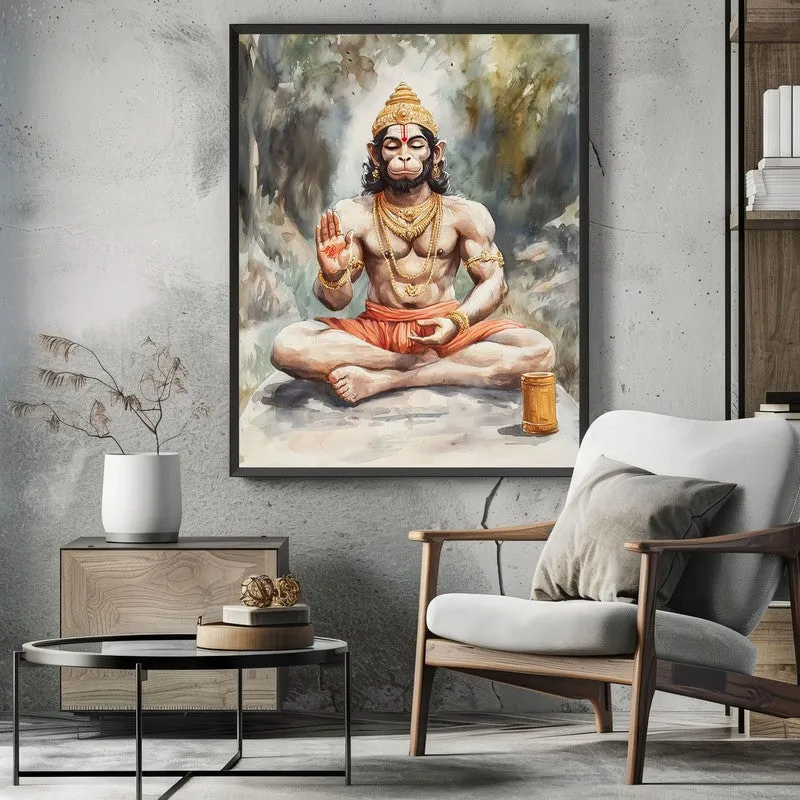 Anjaneya's Tapas Spiritual Archival Paper Wall Painting With Frame - Black media 3