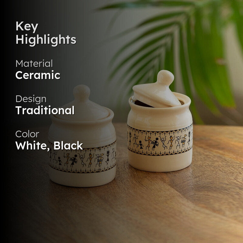 Warli Muse Airtight Storage Jar (280 ML Each) - Set Of Two media 2