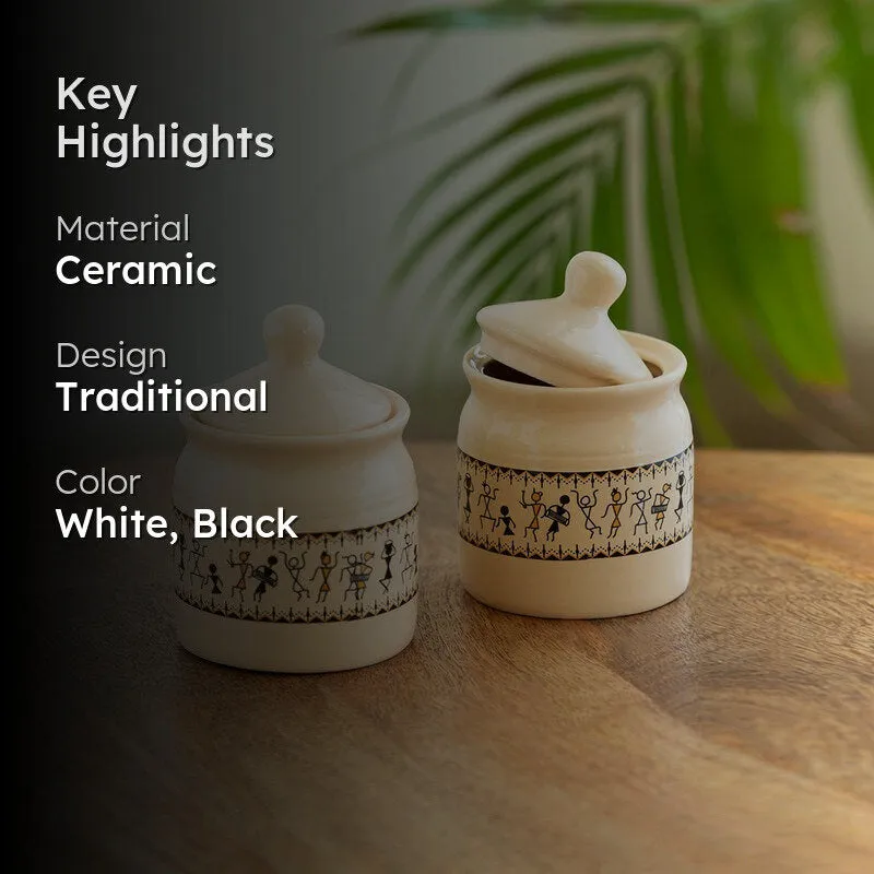 Warli Muse Airtight Storage Jar (280 ML Each) - Set Of Two media 2