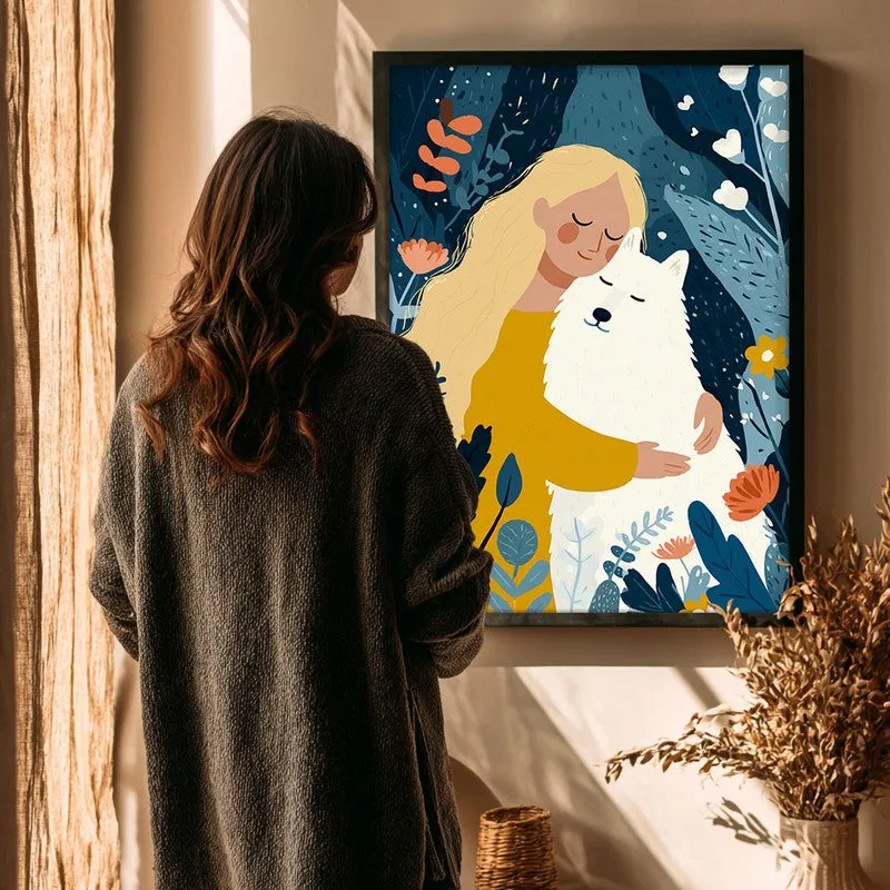 Moonlit Cuddle Canvas Wall Painting - Black Frame media 5