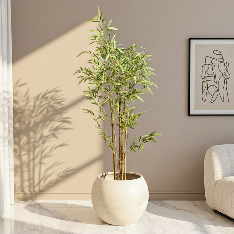 Eudora Artificial Bamboo With Black Plastic Pot - 4 Feet