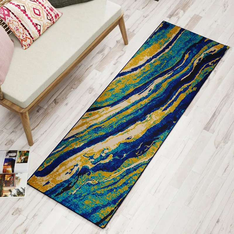 Brenna Abstract Micro Fiber Runner Rug - Blue media 1
