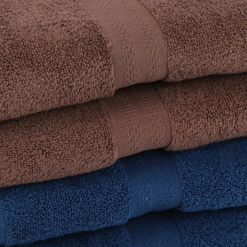 Zyra Solids Bath Towel (Brown, Blue) - Set Of Four media 7