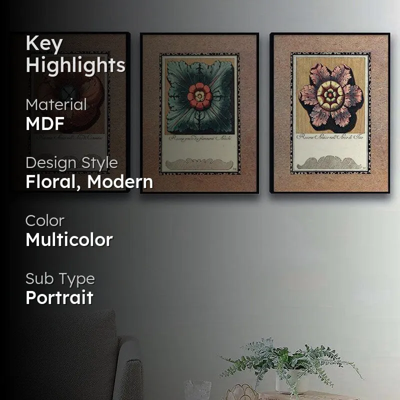 Aeris Flora Wall Painting - Set Of Three media 2
