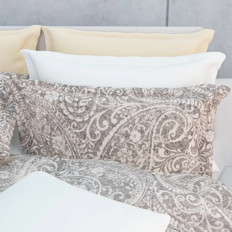 Paisley Nights Cotton Bedsheet (Beige, Grey) - 144 TC media 9