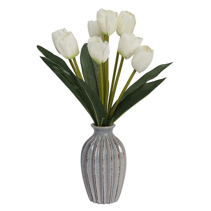 Faux Tulip Floral Bunch (White) - Set Of Two media 3