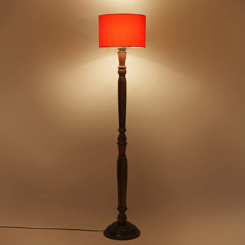 Biya Vintage Wooden Floor Lamp - Orange media 4