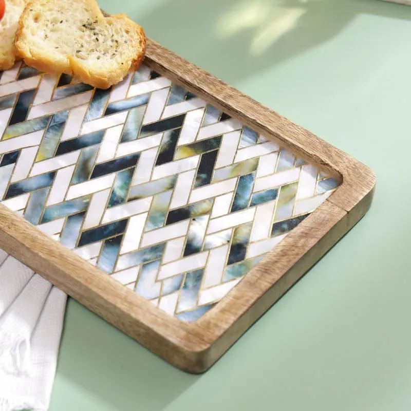 Imara Zig Zag Mangowood Wood Platter media 4