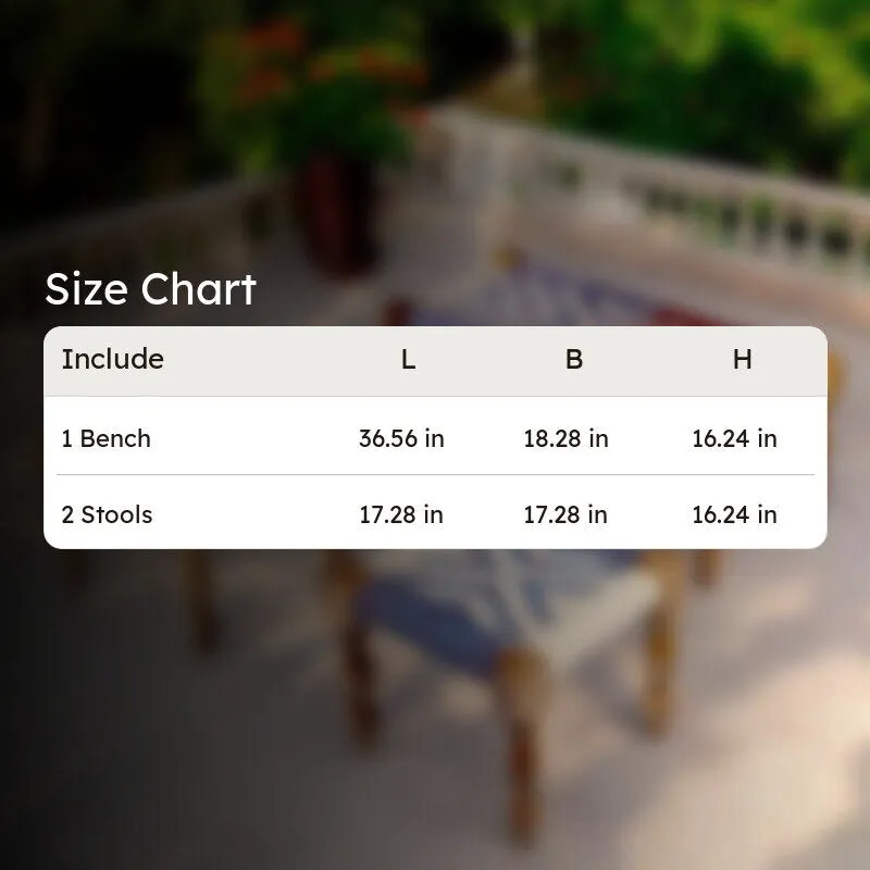 Flexo Sheesham Wooden Bench with Stools (Multicolor) - Three Piece Set media 11