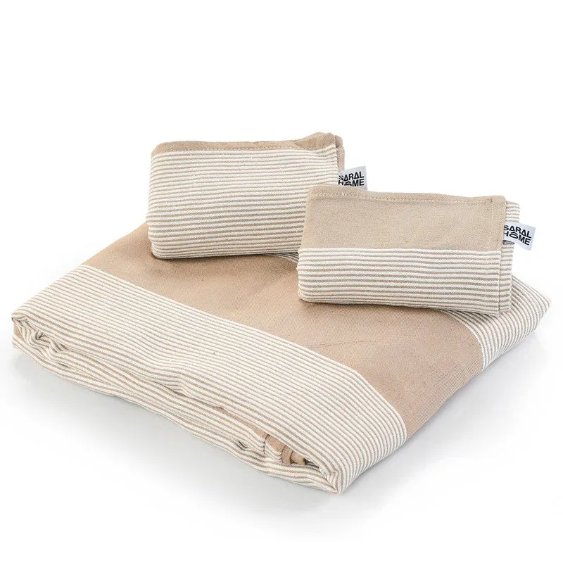 Stripe Story Cotton Bedsheet (Beige) - 220 TC media 5