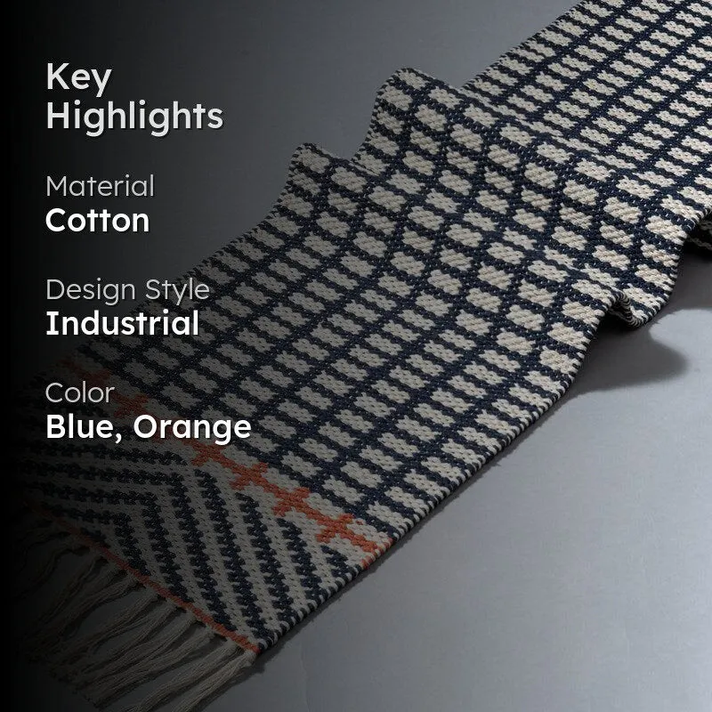 Zephyrus Handwoven Cotton Table Runner - Blue & Orange media 2