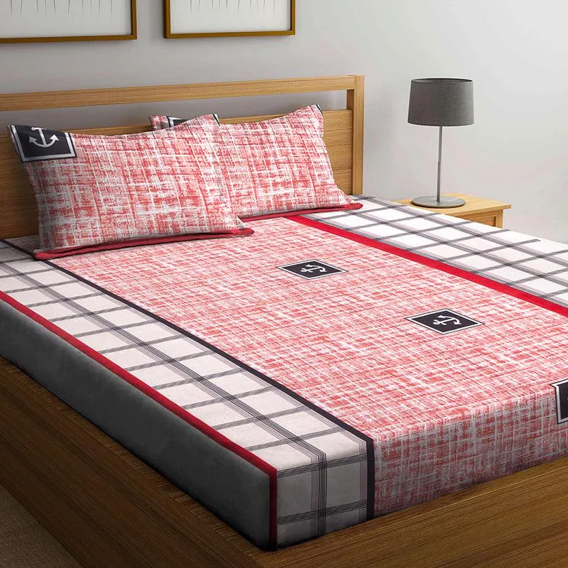 Beluga Checkered Bedsheet - 150 GSM media 1