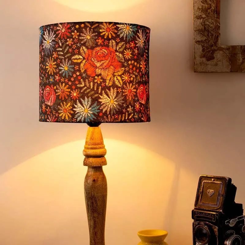 Floral Bloom Fabric Table Lamp - Multicolor media 1