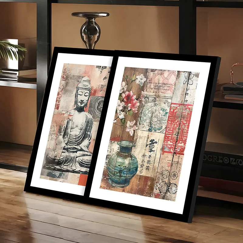 Earthy Buddha Wall Art With Frame - Set Of Two media 8