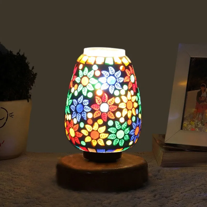 Oryvia Glass Table Lamp With Wooden Base - Multicolor media 1