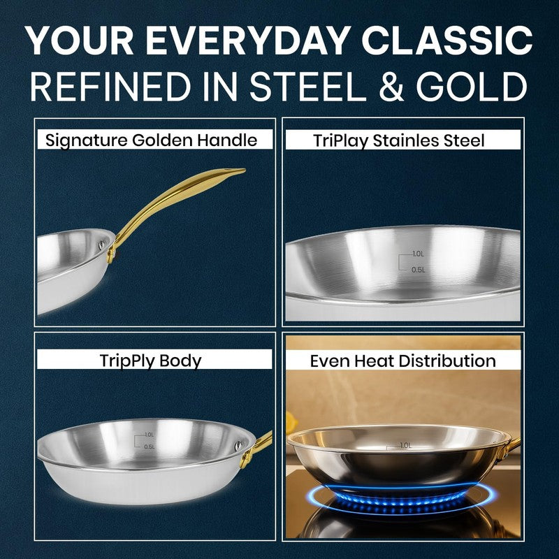 Solara Brewora Stainless Steel Frying Pan with Handle - 22 CM media 5