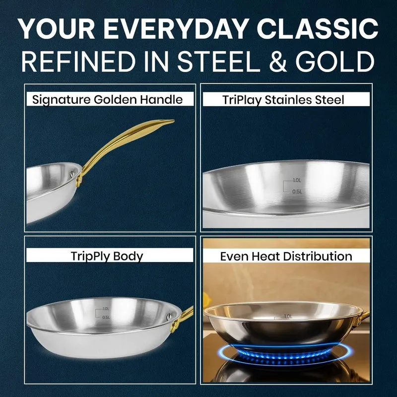 Solara Brewora Stainless Steel Frying Pan with Handle - 22 CM media 5
