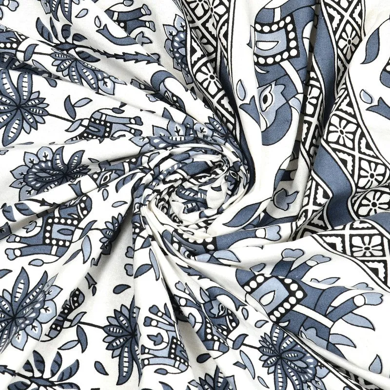 Petalel Cotton Bedsheet (White,Blue) - 240 TC media 5