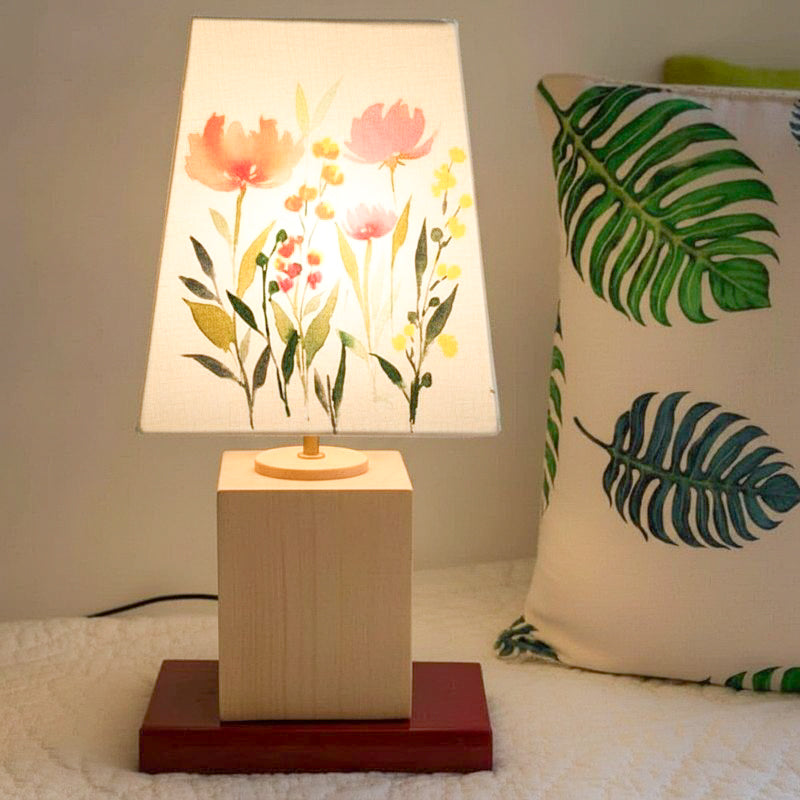 Scarlet Blossom Empire Handpainted Fabric Table Lamp - Multicolor