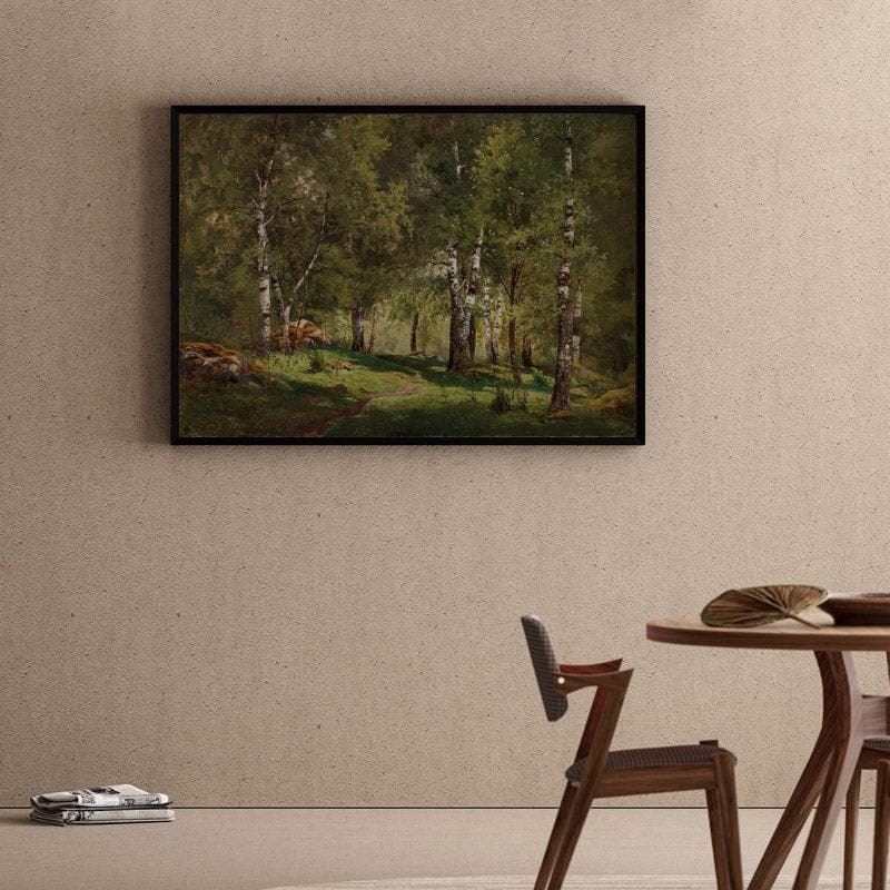 Birch Grove Canvas Wall Painting - Black Frame
