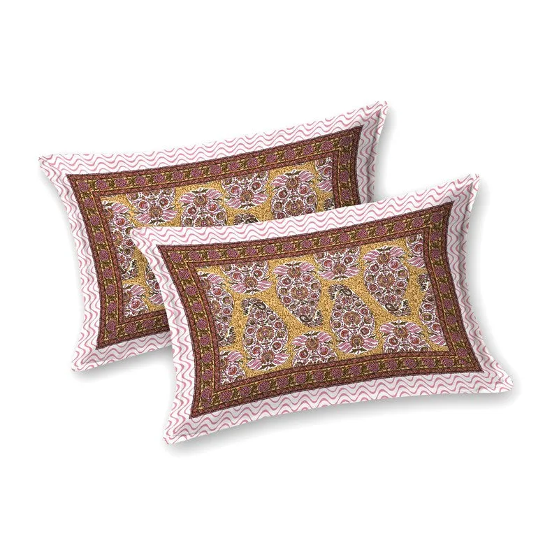 Artor Cotton Bedsheet (Brown,Pink) - 240 TC media 4