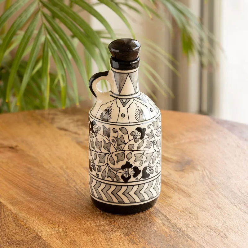 Mughal Musca Handpainted Oil Dispenser (Grey) - 900 ML media 1