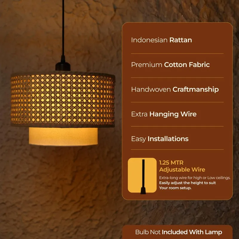Darlinor Rattan Boho Ceiling Lamp - Brown media 5