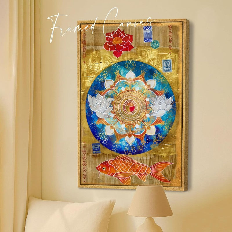 Spectrum Mandala Cotton Canvas Wall Art With Frame media 5
