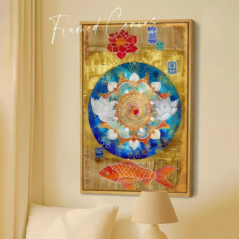 Spectrum Mandala Cotton Canvas Wall Art With Frame media 5