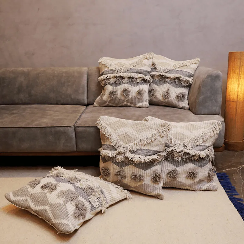 Button Bubble Tufted Cushion Cover (Grey) - Set Of Five media 1