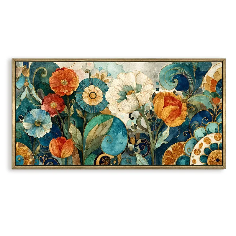 Celestial Florals Canvas Wall Painting With Frame media 3