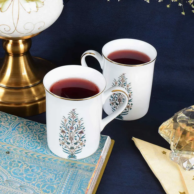 Gilded Shahi 24k Gold Brushed Porcelain Coffee Mug (300 mL Each) - Set of Two media 3