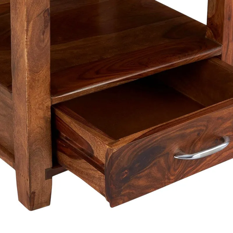 Vverix Sheesham Wooden Side & Bedside Table - Light Brown media 6