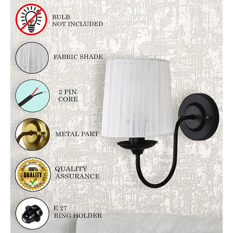 Carva Pleat Brass & Fabric Wall Lamp - Black media 4