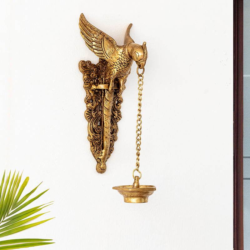 Aerolux Parrot Brass Hanging Diya - Gold